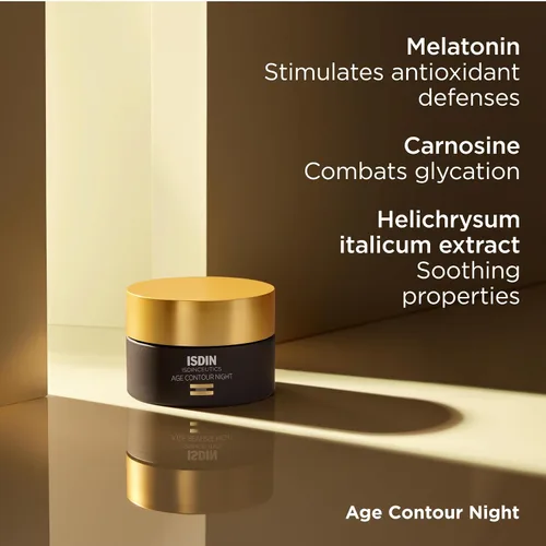 Vista 8 de ISDIN Age Contour Night Face and Neck Cream con melatonina y péptidos, 1.8 onzas