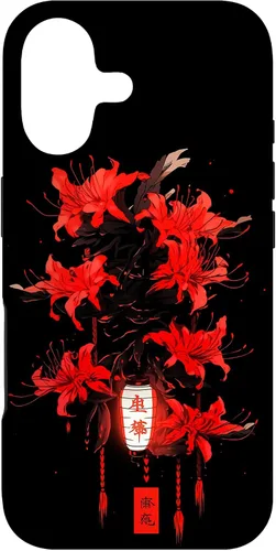 Vista 32 de iPhone 16 Red Spider Lily Funda de anime de manga estética japonesa japonesa