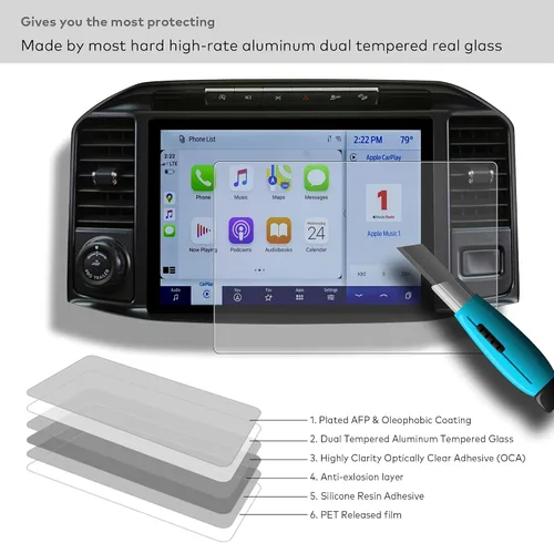 Vista 3 de [Antideslumbrante] Protector de pantalla de vidrio templado para Ford F-150 (2021-2025), F-150 Lightning (2022-2025), Expedition (2022-2024)