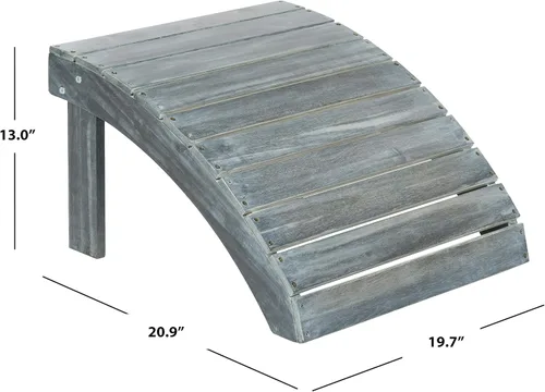 Vista 2 de Safavieh Patio Collection Hampton Adirondack - Otomana de madera de acacia Gris cenizo