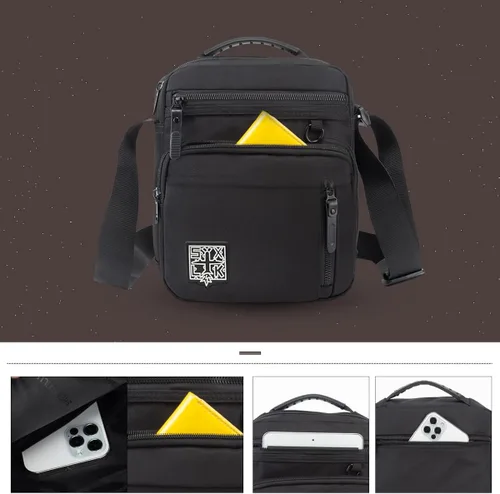 Vista 6 de Eshow Pequeña bolsa de mensajero para hombres, bolso cruzado para viajes, trabajo, negocios