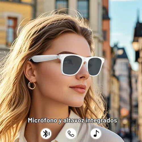 Vista 3 de Lentes inteligentes de audio Bluetooth, control táctil, llamadas manos libres, micrófono y altavoces de sonido de oído abierto, carga magnética