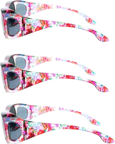 Vista 3 de 3 pares de gafas rectangulares polarizadas ovaladas que se ajustan sobre el desgaste sobre gafas de sol de lectura