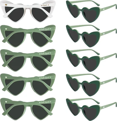 Vista 12 de PartyGifts&beyond Gafas de sol de despedida de soltera con forma de corazón, paquete de 10 lentes de sol para despedida de soltera Negro