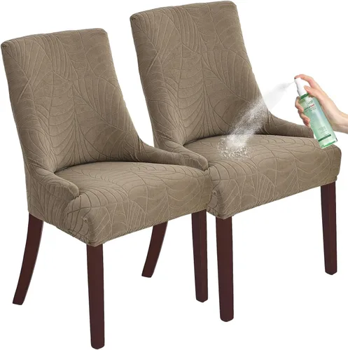 Vista 21 de Wingback - Funda impermeable para silla, funda de jacquard elástica (beige, 1 unidad) Instant room refresh with easy cleanup, dependable mess