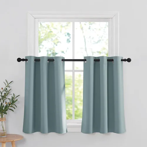 Vista 138 de RYB HOME - Cortinas para armario de 36 pulgadas, cortinas para oscurecer la habitación con ojales resistentes a la oxidación, cortinas de Aqua