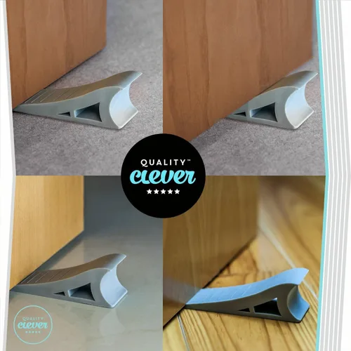 Vista 2 de Quality Clever Tope decorativo de goma para puerta, alto y ajustable para adaptarse a todas las puertas, base estable sólida, fácil de mover sin