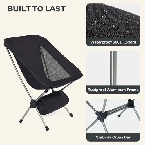Vista 6 de LAUSAINT HOME Silla de camping, silla plegable ultraligera con capacidad de 280 libras, silla de campamento compacta portátil con marco de aluminio