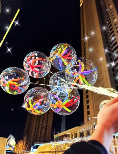 Vista 2 de Globos Bobo de 20 pulgadas – 30 globos transparentes de burbujas para rellenar, globo de helio para decoración de fiestas de bricolaje, cumpleaños