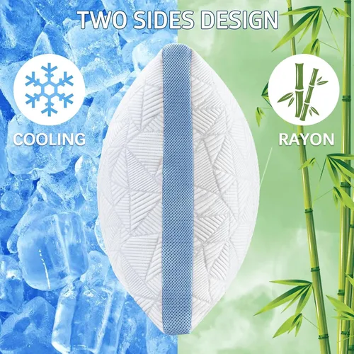 Vista 2 de BETU Almohada refrescante estándar, almohada de espuma viscoelástica triturada fresca para durmientes calientes, almohadas ajustables firmes