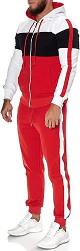 Vista 3 de lcepcy Conjunto de sudadera con capucha para hombre, 2 piezas, diseño de bloques de color, sudadera casual con bolsillos