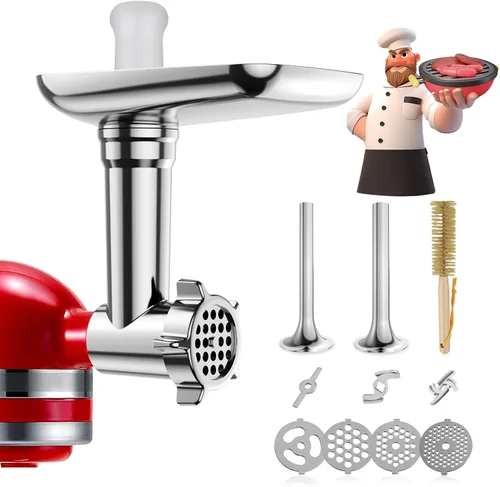 Vista 8 de Accesorios de molinillo de carne de acero inoxidable para mezcladores, molinillo de carne, embutidora de salchichas, accesorio de molinillo