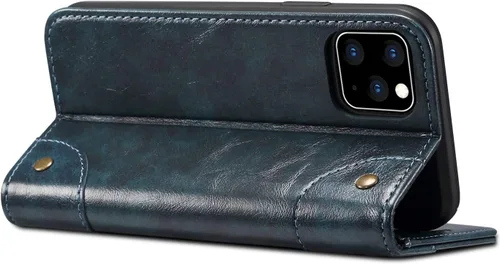 Vista 3 de SINIANL - Funda de piel compatible con iPhone 11, diseño de libro tipo cartera, cierre magnético con soporte y ranuras para tarjetas de crédito