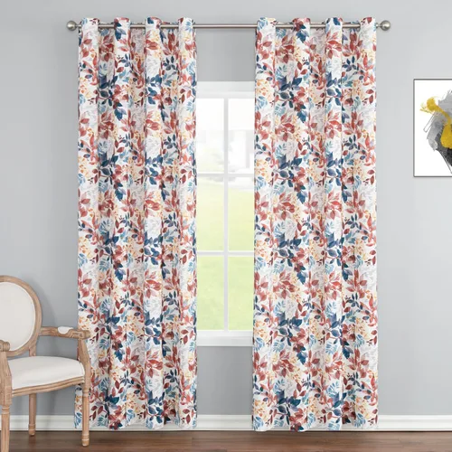 Vista 26 de Leeva Cortinas opacas para puerta corredera, cortinas de bloqueo de luz con hojas de serie azul, cortinas pesadas para ventanas de guardería, 2