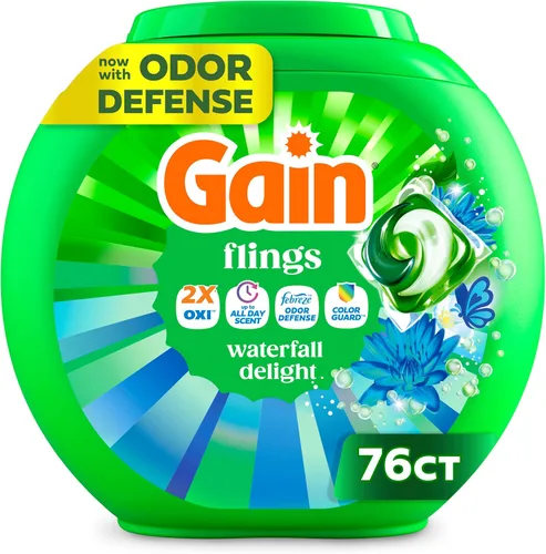 Vista 17 de Gain flings Ultra Oxi Cápsulas de Detergente para Ropa, 60 Unidades, Aroma Waterfall Delight, 3 en 1, Compatible con HE
