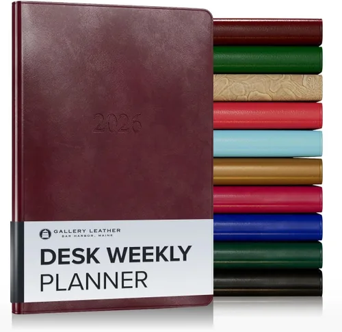 Vista 121 de Gallery Leather Planificador Semanal y Mensual Grande 2025-2026, Calendario Planificador y Cuaderno Elegantemente Encuadernado con Elegantes Bordes
