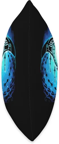 Vista 2 de Stingray Manta Ray Retro Almohada estilo tatuaje polinesio tribal hawaiano, 16 x 16 pulgadas, multicolor
