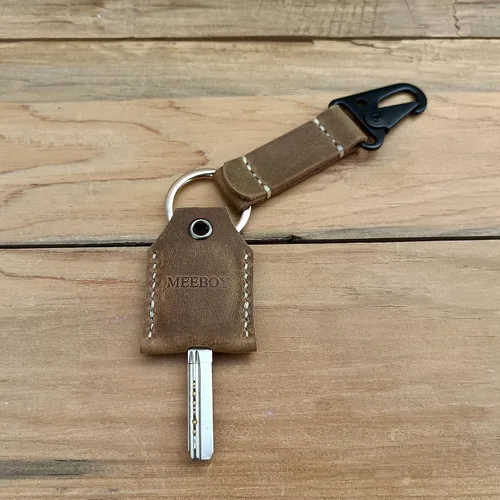 Vista 7 de handmade Keychain leather Protective Key Case Cover key fob protector Key Holder Small Home Storage Bag Key Ring Pouch