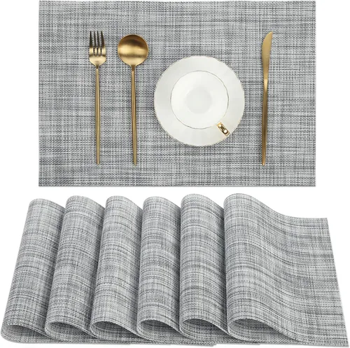 Vista 26 de SHACOS - Caminos de mesa de vinilo tejido, lavables, para uso en interiores o exteriores, fáciles de limpiar