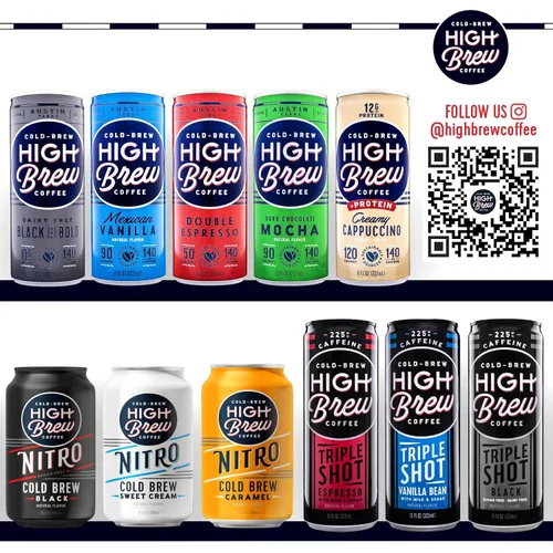 Vista 5 de High Brew Coffee, Nitro Black, Café Cold Brew, Sin Azúcar, Sin Lácteos, 10 Fl Oz, Listo para Beber (Paquete de 12)