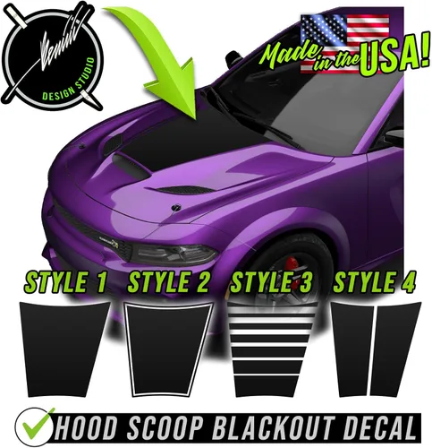 Vista 2 de Calcomanía para capó compatible con Dodge Charger Super Bee Scat Pack Daytona 2015-2023 - 2024 (azul estilo 1)