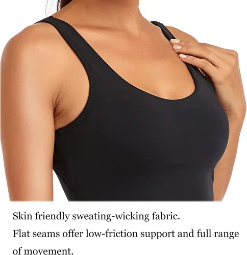 Vista 3 de Oalka - Brasier deportivo para mujer, brasier de yoga tipo ombliguera, acolchada y de longitud total, brasier para entrenar y fitness