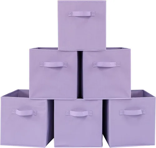 Vista 18 de Stero - Contenedores de tela para almacenamiento de 13x13x13 pulgadas, paquete de 6 cubos de almacenamiento de colores divertidos con asas, cestas