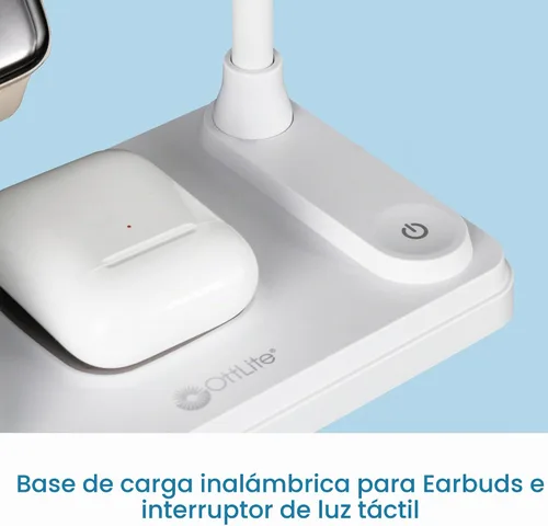 Vista 8 de OttLite Lámpara LED de escritorio con estación de carga multidispositivo, blanco