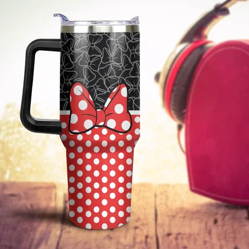 Vista 7 de Sunmdecor Vaso de 40 onzas con asa y pajitas de silicona, vaso aislado de café con asa, vaso de 40 onzas con asa
