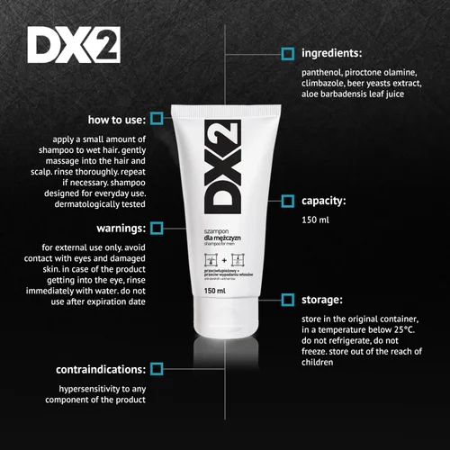 Vista 6 de DX2 - Champú anticaspa + anticaída para hombres - Fórmula de doble acción, elimina la caspa y la pérdida de cabello, uso diario, 5.1 fl oz