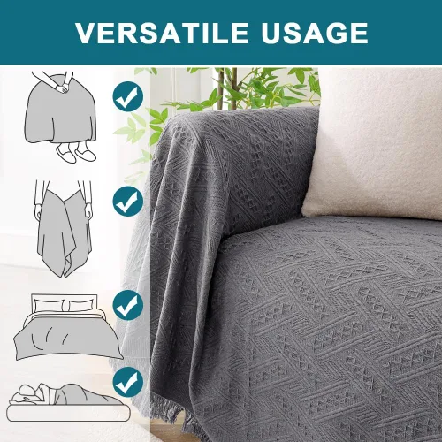 Vista 4 de Turquoize - Funda para sofá de algodón de color gris, protector para sofá, funda para sofás, fundas para sofá seccional lavables para perros