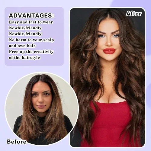 Vista 5 de Extensiones de cabello humano real con pinzas, 8 piezas, extensiones de cabello humano 100% Remy virgen con clip, extensiones de cabello humano liso
