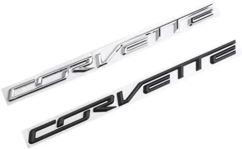 Vista 2 de 1 unidad de emblema de Corvette de metal 3D con placa de identificación en letra para puerta y parte trasera, compatible con Corvette (negro)