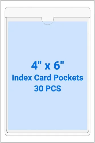 Vista 62 de 30 PCS Clear Self Adhesive Plastic Label Pockets, Top Loading Business & Library Index Card Holders, Peel and Stick Sleeves for Storage Bins, Totes