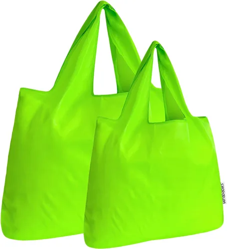 Vista 11 de allydrew Bolsas de comestibles reutilizables de nailon plegables grandes y pequeñas, juego de 2