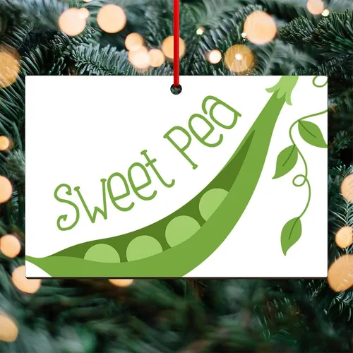 Vista 3 de CafePress Adorno rectangular de madera Sweet Pea de 6 x 4 pulgadas