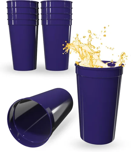 Vista 10 de PartyPrints Paquete de 100 vasos de plástico en blanco reutilizables de 10 a 12 onzas, vasos de estadio a granel, sin BPA, aptos para lavavajillas