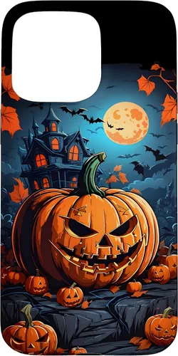 Vista 26 de iPhone 11 Pro Max - Funda para disfraz de Halloween con diseño de calabaza tallada espeluznante