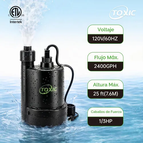 Vista 2 de Bomba de transferencia de agua 1/10HP 330GPH Bomba de utilidad autocebante (bomba sumergible de 1/3 HP)