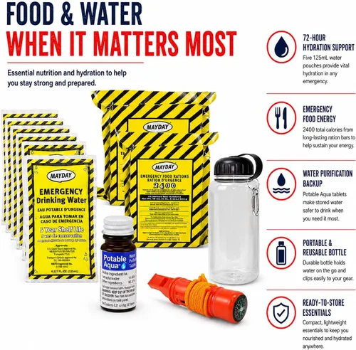 Vista 3 de Ready America 70285 kit de emergencia de lujo para 2 personas, mochila para 3 días