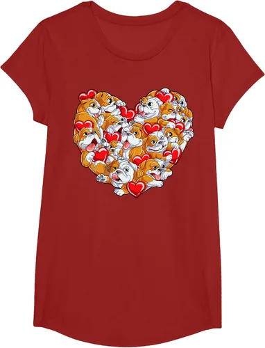 Vista 35 de Camiseta inglesa para el día de San Valentín con diseño de corazón y perro amante de los niños Negro