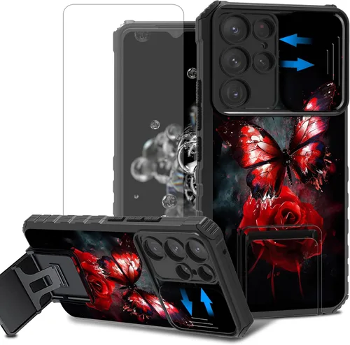 Vista 85 de Funda para teléfono Samsung Galaxy A15 5G con protector de pantalla con cubierta deslizante para cámara y soporte de doble capa híbrida resistente a