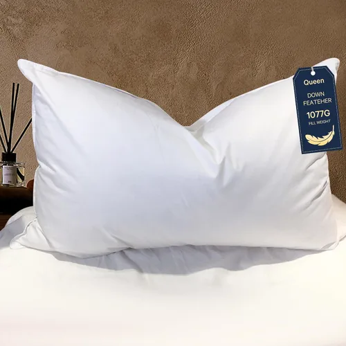 Vista 16 de BHZ Almohada estándar de plumas de ganso con funda de almohada de satén, almohada de cama de lujo de la colección de hotel para dormir, soporte