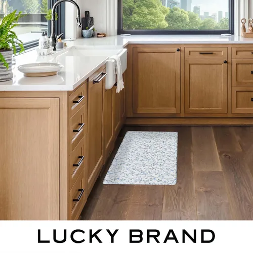 Vista 2 de Lucky Brand Tapete de bienestar impreso – Tapete de cocina acolchado cómodo – Fácil de limpiar – Antifatiga y antideslizante – 0.472 in Seda Floral