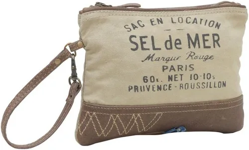 Vista 2 de Myra Bag Western Upcycled - Bolsa de mano para mujer, de lona, de piel, para muñeca, talla única