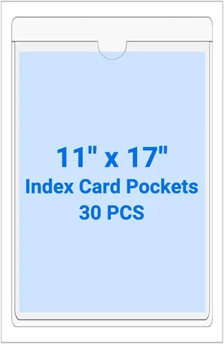 Vista 123 de 30 PCS Clear Self Adhesive Plastic Label Pockets, Top Loading Business & Library Index Card Holders, Peel and Stick Sleeves for Storage Bins, Totes