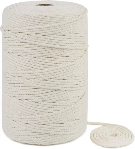 Vista 45 de Cuerda de macramé de 0.197 in x 22 yardas, cuerda gruesa de hilo de algodón natural, cuerda de colores para colgar plantas de macramé, para colgar