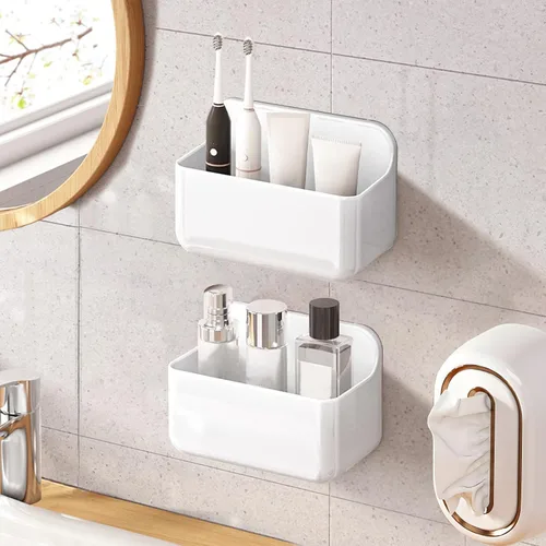 Vista 11 de Diesisa Organizador de Pared de Acrílico de 2 piezas, Organizador Adhesivo para Puerta de Gabinete, Estantes de Baño de Acrílico para Pared, Sin