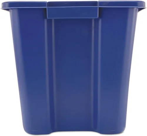 Vista 2 de Rubbermaid Commercial Products, cubo/caja de reciclaje apilable, 14 galones, azul, para interiores/exteriores/garajes/hogares/instalaciones