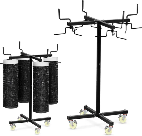 Vista 10 de Estante de almacenamiento de red deportiva móvil con ruedas con bloqueo, soporte resistente para voleibol, tenis, pickleball, redes de bádminton